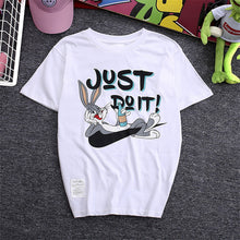 2016 Women Summer Letter Just do it Print T Shirt Animal Print Men Rabbit Print Tops O-Neck Short Sleeve Couple t-shirt 71593