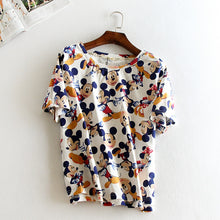 2016 Women Summer Print T Shirt Casual Animal Print Woman Mouse Print Tops O-Neck Short Sleeve t-shirt 71438