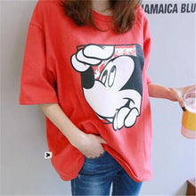 2016 Women Summer Print T Shirt Casual Animal Print Woman Mouse Print Tops O-Neck Short Sleeve t-shirt 71436