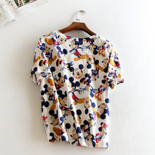 2016 Women Summer Print T Shirt Casual Animal Print Woman Mouse Print Tops O-Neck Short Sleeve t-shirt 71438