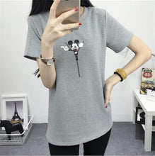 2016 Women Summer Print T Shirt Fashion Animal Print Woman Mouse Print Tops O-Neck Short Sleeve t-shirt 71441