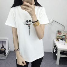 2016 Women Summer Print T Shirt Fashion Animal Print Woman Mouse Print Tops O-Neck Short Sleeve t-shirt 71441