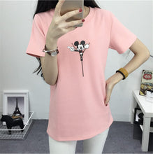 2016 Women Summer Print T Shirt Fashion Animal Print Woman Mouse Print Tops O-Neck Short Sleeve t-shirt 71441