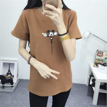 2016 Women Summer Print T Shirt Fashion Animal Print Woman Mouse Print Tops O-Neck Short Sleeve t-shirt 71441