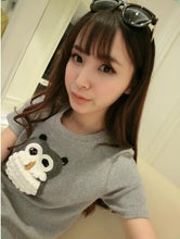 2016 Women T-shirt 3D Print Summer Female T Shirt Fashion Cute Owl Print Short Sleeve O Neck Women Sweet Top Tees 71181