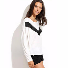 2016 Women Tops Casual Long Sleeve T shirt Tassel Long Sleeved O Neck Shirt Tops T-shirt Feminina Autumn Spring