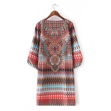 2016 Womens Dresses Sexy V Neck Print Half Sleeve Tunic Loose Casual Women Beach Boho Dress robe femme YU