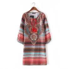 2016 Womens Dresses Sexy V Neck Print Half Sleeve Tunic Loose Casual Women Beach Boho Dress robe femme YU