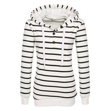 2016 Womens Hooded Shirts Stripe Casual Loose Black White Long Sleeve Hoodie Ladies Tops T-shirt Female Camisas Femininas
