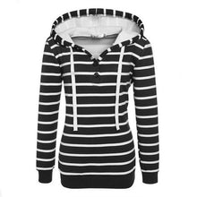 2016 Womens Hooded Shirts Stripe Casual Loose Black White Long Sleeve Hoodie Ladies Tops T-shirt Female Camisas Femininas