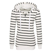 2016 Womens Hooded Shirts Stripe Casual Loose Black White Long Sleeve Hoodie Ladies Tops T-shirt Female Camisas Femininas