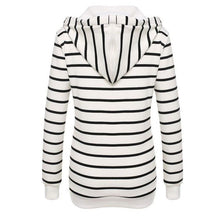 2016 Womens Hooded Shirts Stripe Casual Loose Black White Long Sleeve Hoodie Ladies Tops T-shirt Female Camisas Femininas