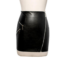 2016 autumn winter Soft PU Leather High Waist New design faux leather women black Zipper Short Mini Skirts Women saia #1122