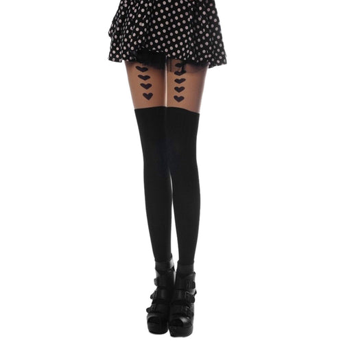 2016 fashion women stockings loving heart printed tights pantyhose pantys mujer patchwork girl's tights sexy pantyhose #6654