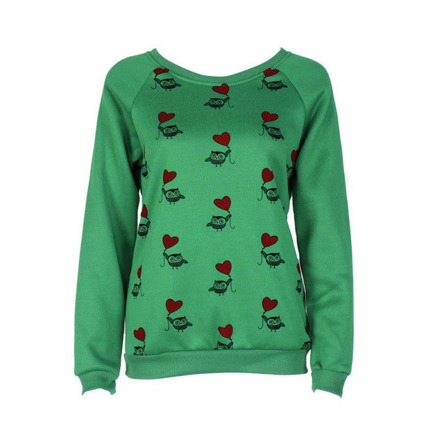 2016 hot Selling Women Casual Long Sleeve Cute Owl Print T-Shirt Women Tops 3 Colors Autumn Spring Tee Shirts Femme