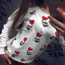 2016 hot Selling Women Casual Long Sleeve Cute Owl Print T-Shirt Women Tops 3 Colors Autumn Spring Tee Shirts Femme
