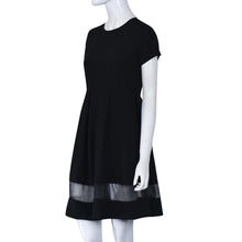 2016 new arrival fashion women knee-length Dress casual wild short sleeve chiffon dress comfortable black o-neck a-line dresses