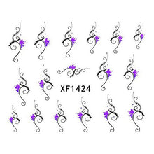 2016 new fashion Stickers & Decals 5pcs 3D Design Purple Flower Nail Tip Art Water Transfers Decal Sticker