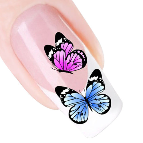 2016 new fashion Stickers & Decals 5pcs Multi Color Butterfly Design Nail Tip Art Water Transfers Decal Sticker