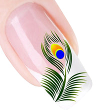 2016 new fashion Stickers & Decals 5pcs Peacock Feather Design Nail Tip Art Water Transfers Decal Sticker