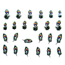 2016 new fashion Stickers & Decals 5pcs Peacock Feather Design Nail Tip Art Water Transfers Decal Sticker