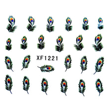 2016 new fashion Stickers & Decals 5pcs Peacock Feather Design Nail Tip Art Water Transfers Decal Sticker