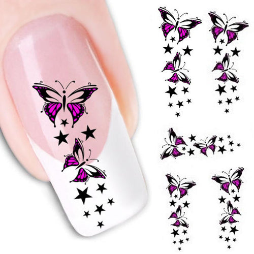 2016 new fashion Stickers & Decals Butterfly Water Transfer Slide Decal Sticker Nail Art Tips To Decoration women