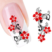 2016 new fashion Stickers & Decals DIY Red Flowers Design Nail Tip Art Water Transfers Decal Sticker