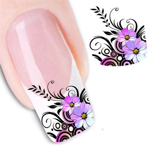 2016 new fashion Stickers & Decals New Nail Art Sticker Water Transfer Flower Decals Tips Decoration women