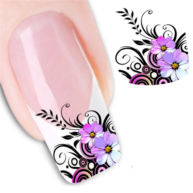 2016 new fashion Stickers & Decals New Nail Art Sticker Water Transfer Flower Decals Tips Decoration women