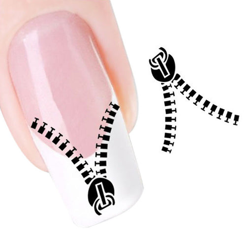2016 new fashion Stickers & Decals Zipper Shape Water Transfer Slide Decal Sticker Nail Art Tips To Decoration