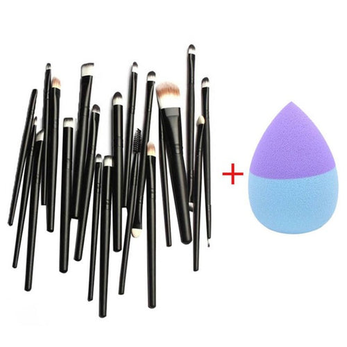 2016 new style 0PCS Makeup Brush Set Dotting Cosmetic Tools Shadow Pen Eyeliner Brush+1 PC Foundation Puff Sponges Anne