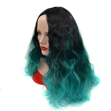 2016 new style net-cap that fits small or large head sizes Fashion Personality Malachite Green Wig Wavy Color Roll Volume Points