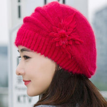 2016 winter Warm Hat For Women Knitted Wool Floral Gorros Skullies & Beanies Elegant Hats Female Ladies Bonnet Enfant