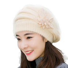 2016 winter Warm Hat For Women Knitted Wool Floral Gorros Skullies & Beanies Elegant Hats Female Ladies Bonnet Enfant