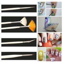 2017 1 Set 5pcs Dotting Tools+ 15pcs Nail Art Brush with Bag + 1 Pack Mix Shape Rhinestone Decor Nail Stickers Art Set