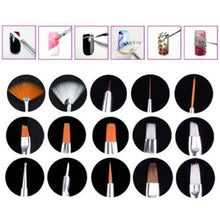2017 1 Set 5pcs Dotting Tools+ 15pcs Nail Art Brush with Bag + 1 Pack Mix Shape Rhinestone Decor Nail Stickers Art Set
