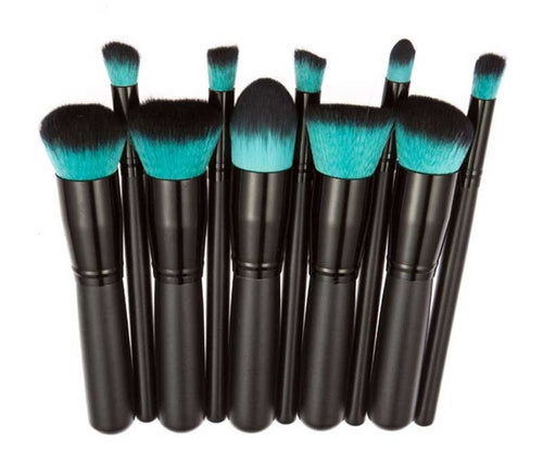 2017 10PCS Professional Makeup brushes set Concealer Face Powder Foundation Eyeshadow brush Pinceis de maquiagem Black