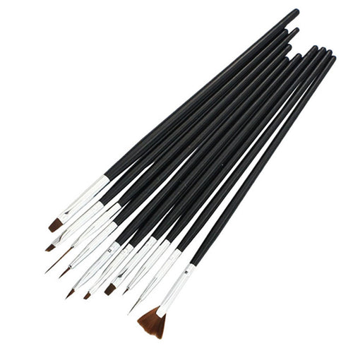 2017 10PCS Professional Nail brush Set Acrylic Nail art Makeup tools Painting Pen Tips Fan brush Pincel maquiagem Black