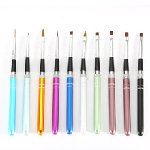 2017 10Pcs Nail Pens Set Copper Handle Design Fashion Dotting Painting Drawing Brushes Pen Nails Carved Tools