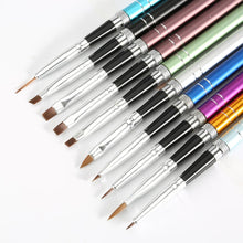 2017 10Pcs Nail Pens Set Copper Handle Design Fashion Dotting Painting Drawing Brushes Pen Nails Carved Tools