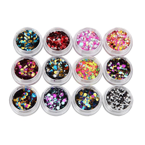 2017 12 Colors Nail Art Tips Stickers Acrylic 3D Glitter Sequins Manicure DIY Nail sticker Beauty Nail art decorations Maquiagem