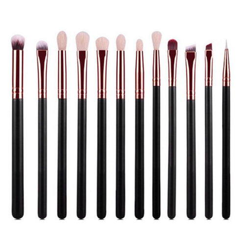 2017 12PCS Cosmetic Blusher Eyebrow Makeup brushes Professional Foundation Powder Eyeshadow brush Pincel maquiagem Black