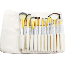 2017 12PCS Makeup brushes Face Powder Fondation Eyeshadow Cosmetic Fan brush+PU Leather Cosmetic bag Pincel maquiagem