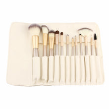 2017 12PCS Professional Makeup brushes set Concealer Powder Fondation Eyeshadow Makeup tools+PU Leather Cosmetic bag Beige