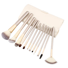2017 12PCS Professional Makeup brushes set Concealer Powder Fondation Eyeshadow Makeup tools+PU Leather Cosmetic bag Beige