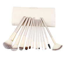 2017 12PCS Professional Makeup brushes set Concealer Powder Fondation Eyeshadow Makeup tools+PU Leather Cosmetic bag Beige