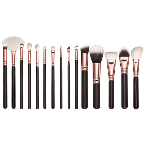 2017 15PCS Cosmetic Beauty Makeup brushes Pincel maquiagem Face Blusher Foundation Powder Lip Eyeshadow Eyebrow brush Black