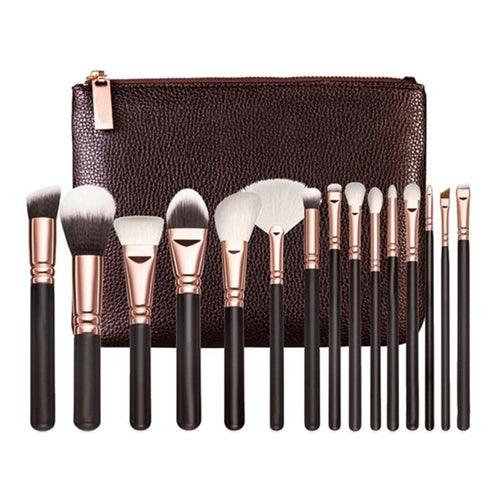 2017 15PCS Professional Powder Foundation Eyeshadow Makeup brushes set Cosmetics Complete Eye Kit+Cosmetic Case Pincel maquiagem