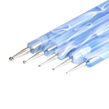 2017 15Pcs Nail Art Design Painting Drawing Brushes White + 5 X 2 Way Marbleizing Dotting Pen Tools Set 2017